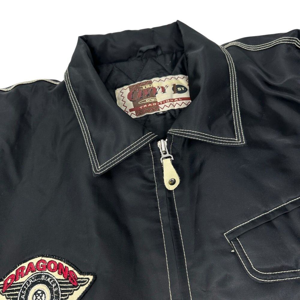 Roadmaster Civvy Motorcycle Co. Rare Black Biker Jacket Quilted‎ Lining Size 2 - Picture 3 of 16